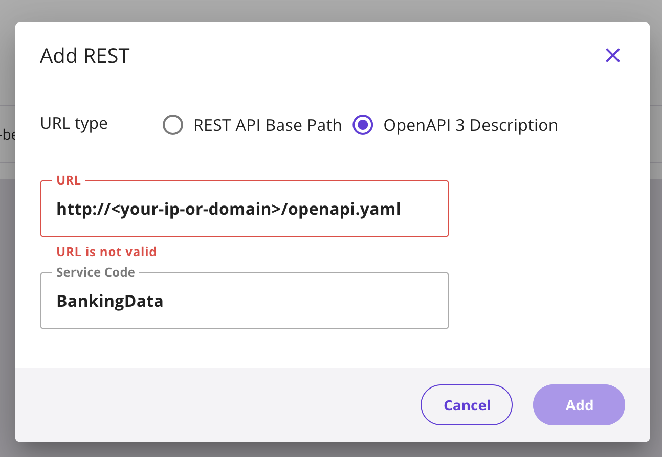 Add REST service configuration dialog