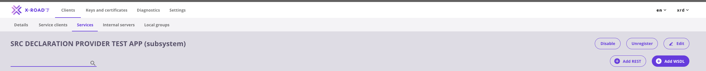 Add REST button in Services tab