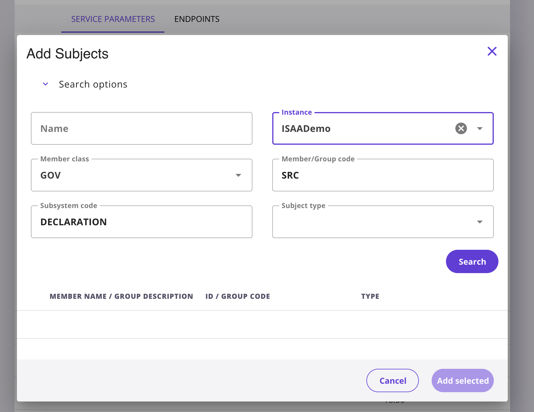 Search for SRC subsystem