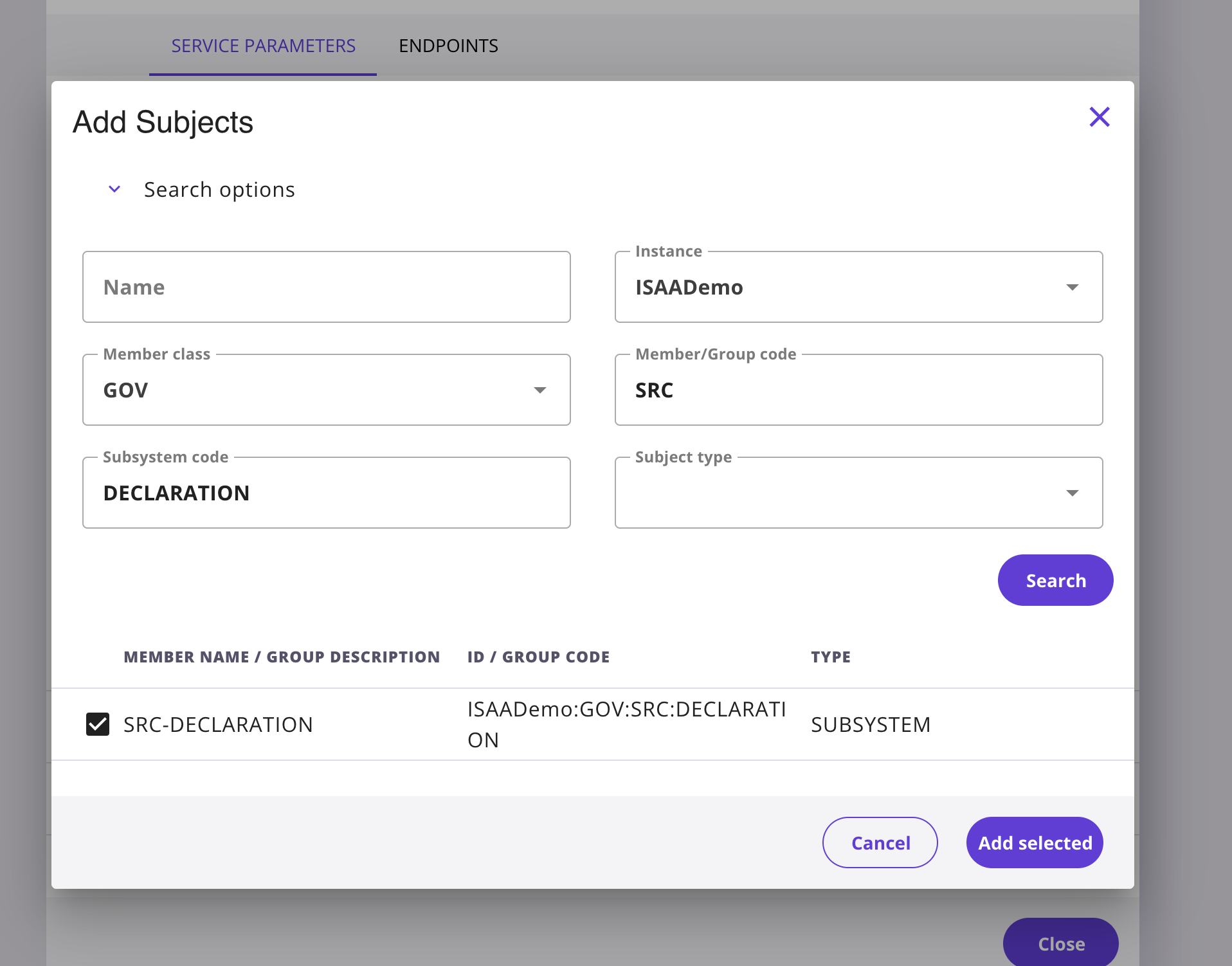 Search for SRC subsystem