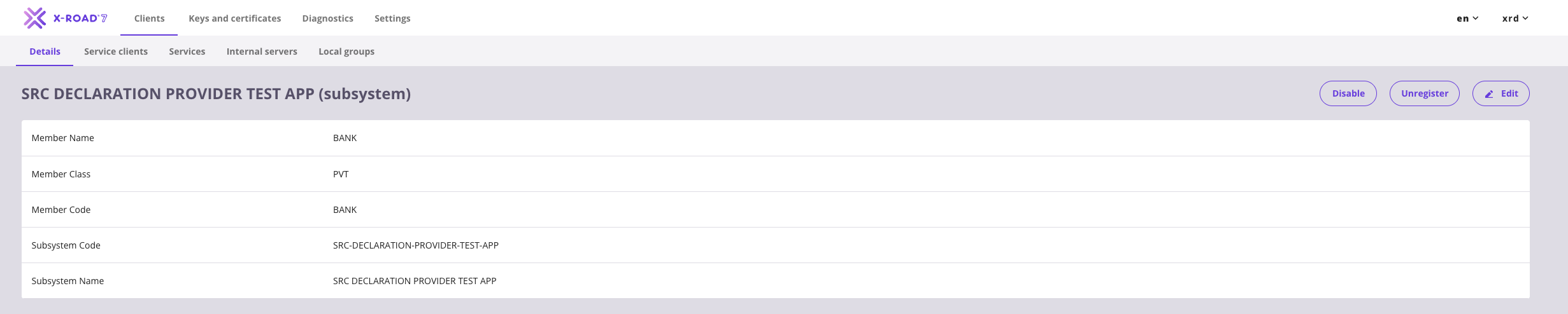 Subsystem Details page